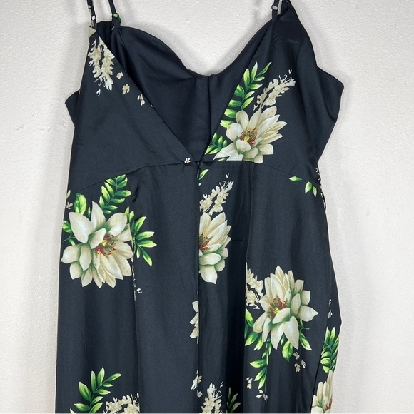 NEW 1X THREAD STORY BLACK FLORAL SATIN JUMPSUIT WIDE LEG  EVENT PARTY - Picture 7 of 16